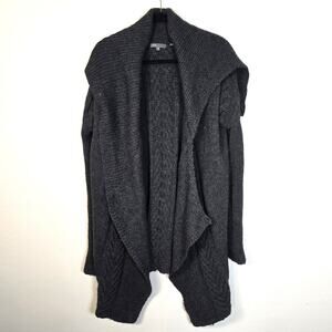 Vince Floating Cable Cardigan M Heather Carbon Gray Minimalist Quiet Luxury